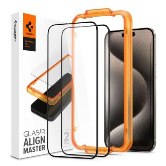 Tempered Glass Full Face Spigen Glas.tR Align Master Apple iPhone 15 Pro Max Μαύρο (2 τεμ.) Tempered Glass Full Face Spigen Glas.tR Align Master Apple iPhone 15 Pro Max Μαύρο (2 τεμ.)