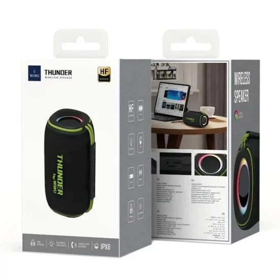 Φορητό Ηχείο Bluetooth WiWU Thunder H5 TWS BT 5.3 USB MicroSD IPX6 2400mAh 15W Μαύρο Φορητό Ηχείο Bluetooth WiWU Thunder H5 TWS BT 5.3 USB MicroSD IPX6 2400mAh 15W Μαύρο