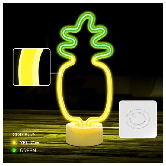 Neon LED Forever Light FSC-12 PINEAPPLE (USB/Μπαταρίας & On/Off) με Stand Κίτρινο-Πράσινο Neon LED Forever Light FSC-12 PINEAPPLE (USB/Μπαταρίας & On/Off) με Stand Κίτρινο-Πράσινο