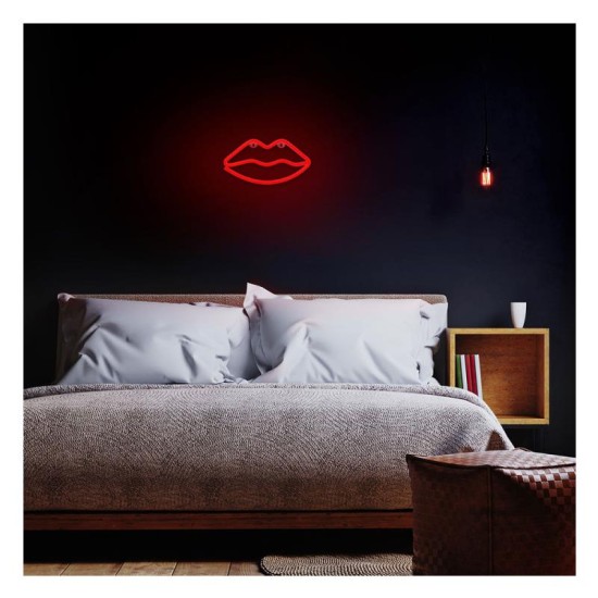 Neon LED Forever Light FLNEO8 LIPS (USB/Μπαταρίας & On/Off) Κόκκινο