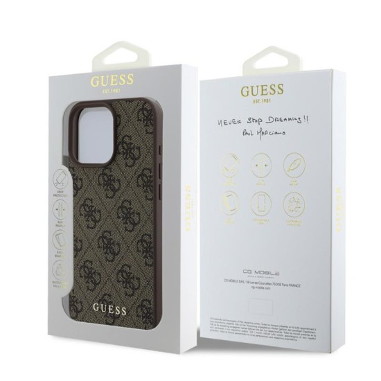 Θήκη PU Guess Apple iPhone 16 Pro Hardcase Classic Logo 4G Μαύρο