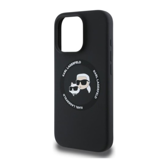 Θήκη Σιλικόνης Karl Lagerfeld Apple iPhone 16 Pro Max Magsafe Karl & Choupette Heads Μαύρο