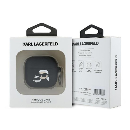 Θήκη Σιλικόνης Karl Lagerfeld Apple AirPods 4 (2024) Karl & Choupette Heads 3D Μαύρο Θήκη Σιλικόνης Karl Lagerfeld Apple AirPods 4 (2024) Karl & Choupette Heads 3D Μαύρο