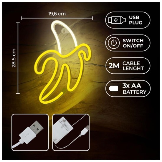 Neon LED Forever Light FLNE10 BANANA (USB/Μπαταρίας & On/Off) Κίτρινο Neon LED Forever Light FLNE10 BANANA (USB/Μπαταρίας & On/Off) Κίτρινο