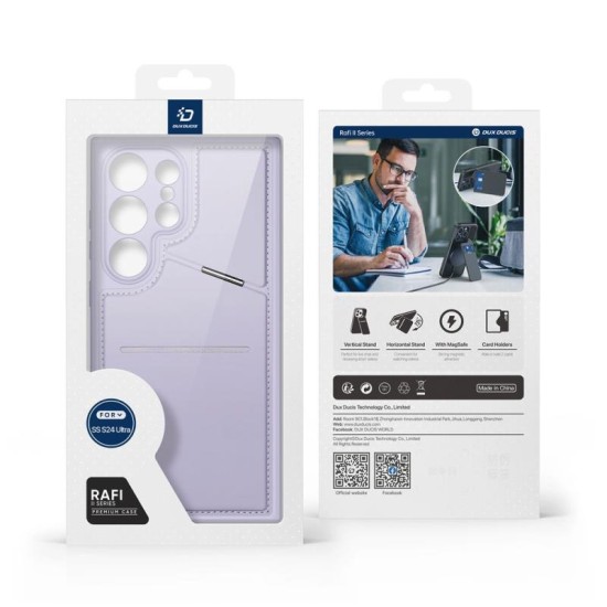 Θήκη Δερμάτινη Dux Ducis Rafi II Mag 3 σε 1 MagSafe RFID Blocker Samsung S928B Galaxy S24 Ultra 5G με Stand Μωβ Θήκη Δερμάτινη Dux Ducis Rafi II Mag 3 σε 1 MagSafe RFID Blocker Samsung S928B Galaxy S24 Ultra 5G με Stand Μωβ
