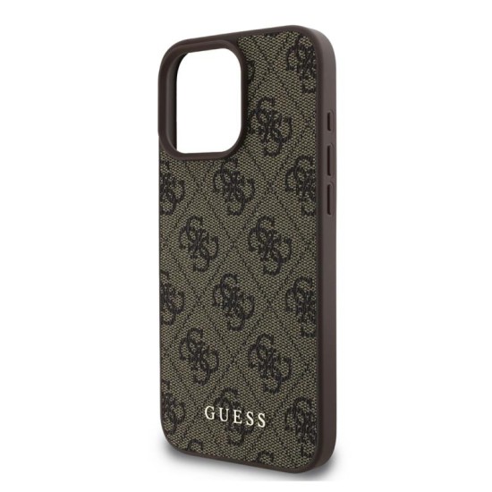 Θήκη PU Guess Apple iPhone 16 Pro Hardcase Classic Logo 4G Καφέ