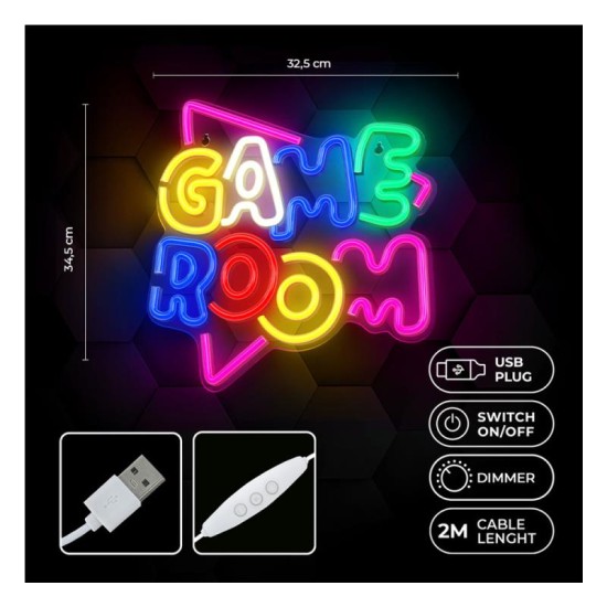 Neon Plexi LED Neolia NNE20 GAME ROOM (USB/Μπαταρίας & On/Off) Πολύχρωμο Neon Plexi LED Neolia NNE20 GAME ROOM (USB/Μπαταρίας & On/Off) Πολύχρωμο