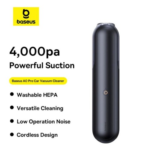 Ασύρματη Ηλεκτρική Σκούπα Αυτοκινήτου Baseus A0 Pro 4000Pa HEPA Μαύρο