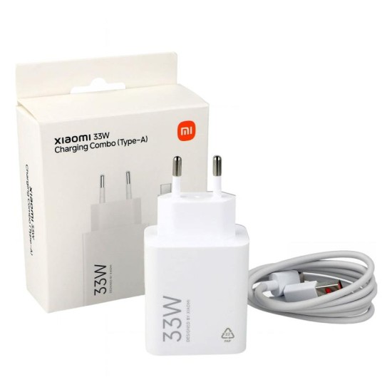 Φορτιστής Ταξιδίου Ταχείας Φόρτισης Xiaomi Combo με Έξοδο USB A 33W & Καλώδιο USB C 1m Λευκό