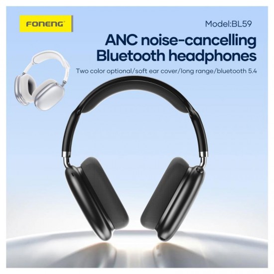 Ασύρματα Ακουστικά Κεφαλής Foneng BL59 ANC Noise Canceling Μαύρο