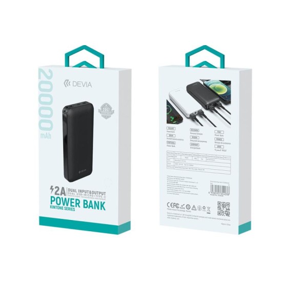 Φορτιστής Ανάγκης Devia EP111 10W 20000mAh Kintone Μαύρο