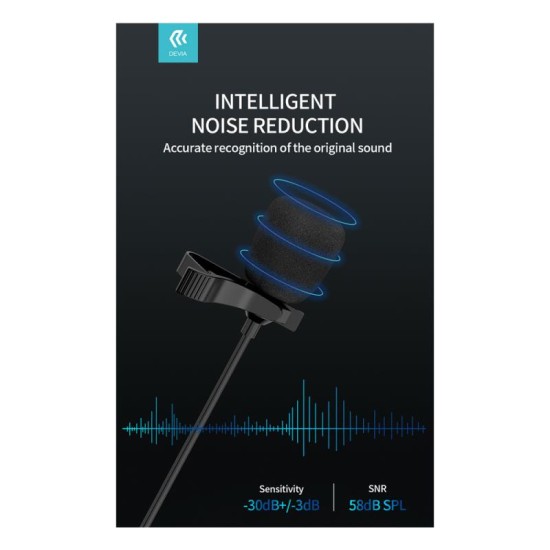 Ενσύρματο Μικρόφωνο Devia EM605 Lightning 1.5m Smart Μαύρο Ενσύρματο Μικρόφωνο Devia EM605 Lightning 1.5m Smart Μαύρο