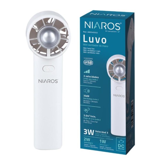 Ανεμιστήρας Χειρός Επαναφορτιζόμενος Niaros Luvo USB 3W Mini Λευκό Ανεμιστήρας Χειρός Επαναφορτιζόμενος Niaros Luvo USB 3W Mini Λευκό