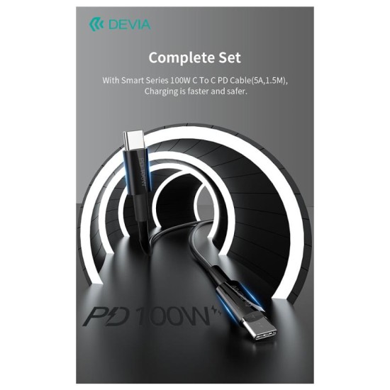 Φορτιστής Ταξιδίου Ταχείας Φόρτισης Devia GS-W45A0948 Rocket 45W με Έξοδο USB C PD & Καλώδιο USB C σε USB C Smart 1.5m Μαύρο Φορτιστής Ταξιδίου Ταχείας Φόρτισης Devia GS-W45A0948 Rocket 45W με Έξοδο USB C PD & Καλώδιο USB C σε USB C Smart 1.5m Μαύρο