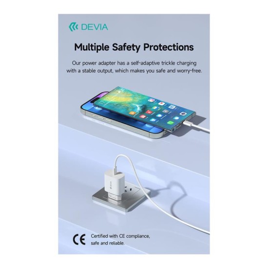 Φορτιστής Ταξιδίου Ταχείας Φόρτισης Devia RCE-3005CL 30W με Έξοδο USB C GaN PD Smart Λευκό