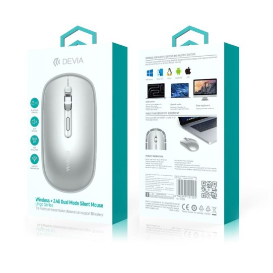 Ασύρματο Ποντίκι Devia EL245 2.4G Dual Mode Silent Lingo Σκούρο Γκρι