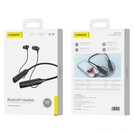 Στερεοφωνικό Ακουστικό Foneng BL38 Long Battery Life Neckband Μαύρο Στερεοφωνικό Ακουστικό Foneng BL38 Long Battery Life Neckband Μαύρο