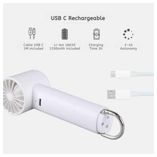 Ανεμιστήρας Χειρός Επαναφορτιζόμενος Niaros Luvo USB 3W Mini Λευκό Ανεμιστήρας Χειρός Επαναφορτιζόμενος Niaros Luvo USB 3W Mini Λευκό