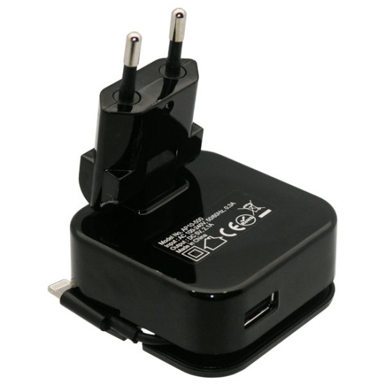 Φορτιστής Ταξιδίου Wrap Lightning με Extra Έξοδο USB Μαύρο 2.1A Φορτιστής Ταξιδίου Wrap Lightning με Extra Έξοδο USB Μαύρο 2.1A