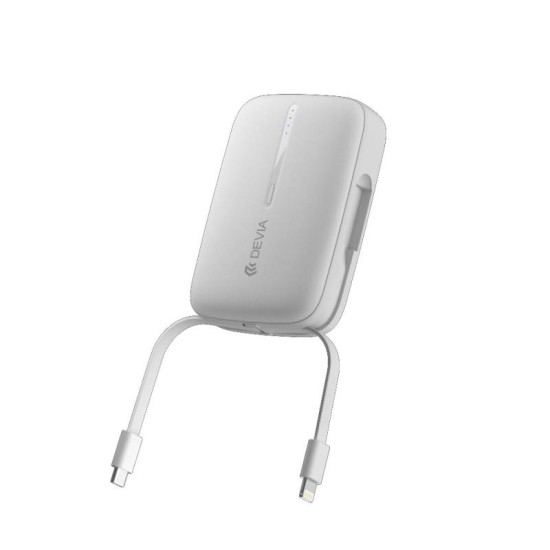 Φορτιστής Ανάγκης Devia EP158 10W 10000mAh με 2 Ενσωματωμένα Καλώδια Kintone Λευκό