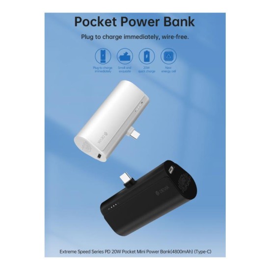Φορτιστής Ανάγκης Devia EP141 Mini Pocket USB C PD 20W 4800mAh Extreme Speed Μαύρο Φορτιστής Ανάγκης Devia EP141 Mini Pocket USB C PD 20W 4800mAh Extreme Speed Μαύρο