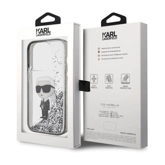 Θήκη TPU Karl Lagerfeld Apple iPhone 15 Pro Max Hardcase Liquid Glitter Ikonik Διάφανο Θήκη TPU Karl Lagerfeld Apple iPhone 15 Pro Max Hardcase Liquid Glitter Ikonik Διάφανο