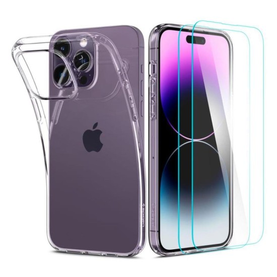 Θήκη TPU Spigen Liquid Crystal (1 τεμ) & Tempered Glass TR Slim (2 τεμ) Apple iPhone 14 Pro Crystal Pack Διάφανο Θήκη TPU Spigen Liquid Crystal (1 τεμ) & Tempered Glass TR Slim (2 τεμ) Apple iPhone 14 Pro Crystal Pack Διάφανο