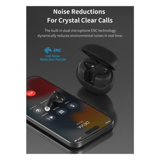 True Wireless Ακουστικά Bluetooth Devia M7 EM404 ENC Smart Μωβ True Wireless Ακουστικά Bluetooth Devia M7 EM404 ENC Smart Μωβ