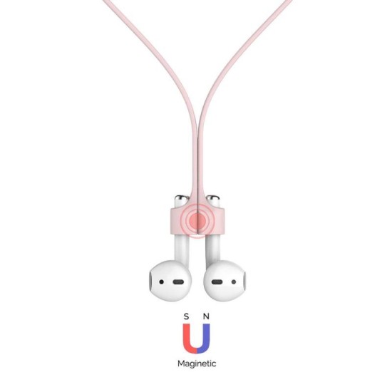 Strap Λαιμού Σιλικόνης AhaStyle PT74 Apple AirPods Magnetic Ροζ