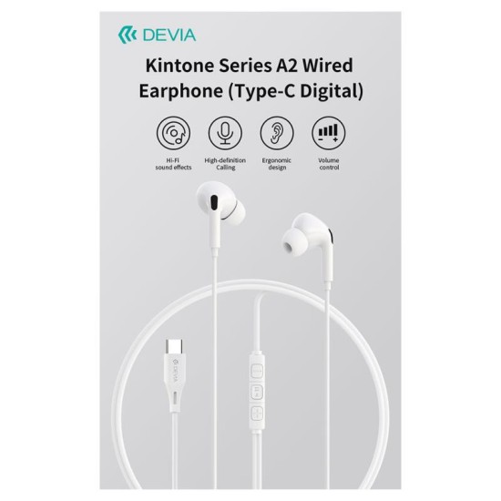 Hands Free Stereo Devia EM107 A2 USB C Kintone Λευκό Hands Free Stereo Devia EM107 A2 USB C Kintone Λευκό