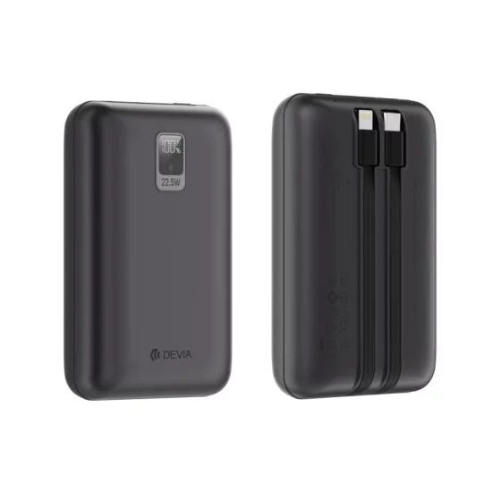 Φορτιστής Ανάγκης Devia EP208 MINI 22.5W 20000mAh με 2 Ενσωματωμένα Καλώδια Ultra4 Γκρι