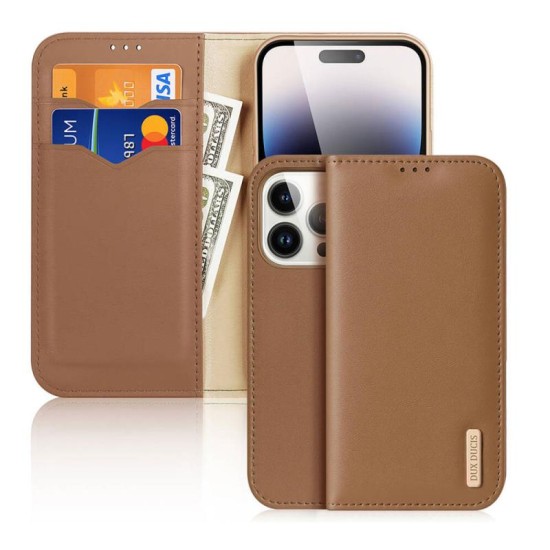 Θήκη Δερμάτινη Dux Ducis Hivo RFID Wallet Apple iPhone 15 Pro Καφέ