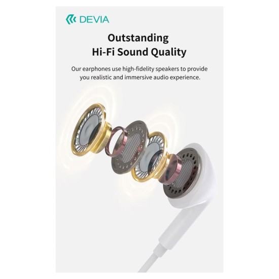 Hands Free Stereo Devia EM107 A2 USB C Kintone Λευκό Hands Free Stereo Devia EM107 A2 USB C Kintone Λευκό