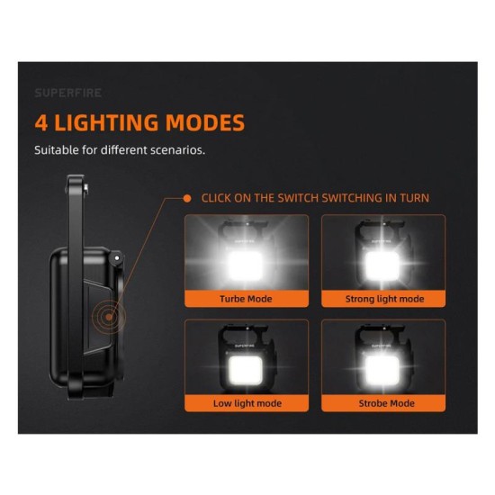 Επαναφορτιζόμενος Φακός Superfire MX16 500mAh 600lm Μαύρο Επαναφορτιζόμενος Φακός Superfire MX16 500mAh 600lm Μαύρο