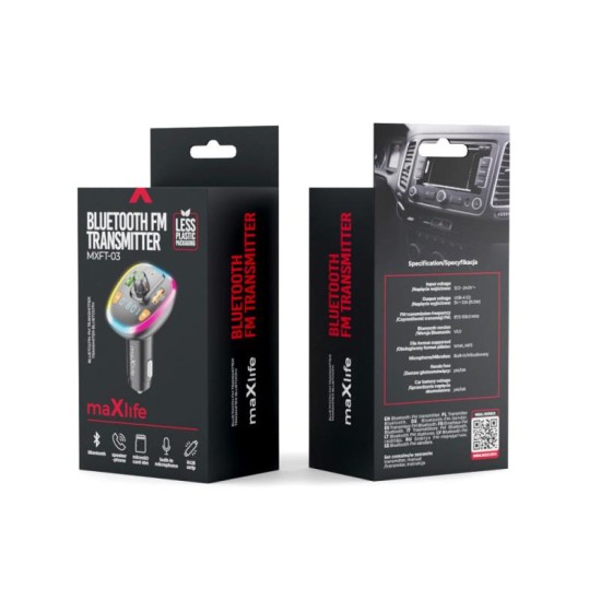 Φορτιστής Αυτοκινήτου + Bluetooth MP3 + Πομπός FM Maxlife MXFT-03 με Διπλή Έξοδο USB A Μαύρο Φορτιστής Αυτοκινήτου + Bluetooth MP3 + Πομπός FM Maxlife MXFT-03 με Διπλή Έξοδο USB A Μαύρο