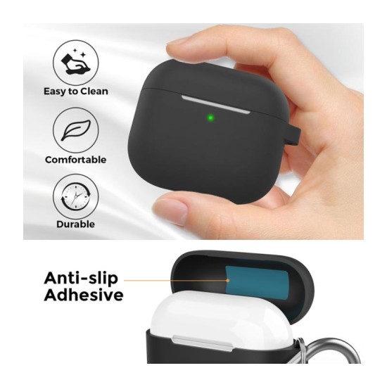 Θήκη Σιλικόνης AhaStyle PT148 Apple AirPods 3 Premium με Γάντζο Μαύρο Θήκη Σιλικόνης AhaStyle PT148 Apple AirPods 3 Premium με Γάντζο Μαύρο