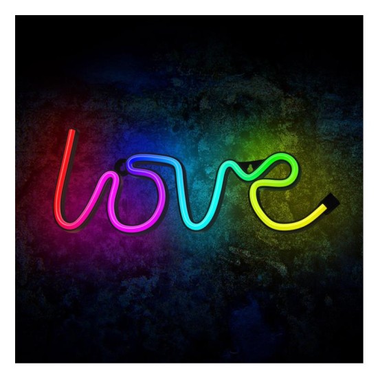 Neon RGB Forever Light FLRN01 LOVE (USB & On/Off) με Τηλεχειριστήριο Πολύχρωμο