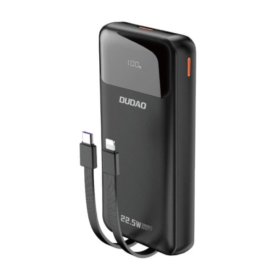Φορτιστής Ανάγκης Dudao K15Pro PD 22.5W 20000mAh με Καλώδια USB C & Lightning Μαύρο Φορτιστής Ανάγκης Dudao K15Pro PD 22.5W 20000mAh με Καλώδια USB C & Lightning Μαύρο
