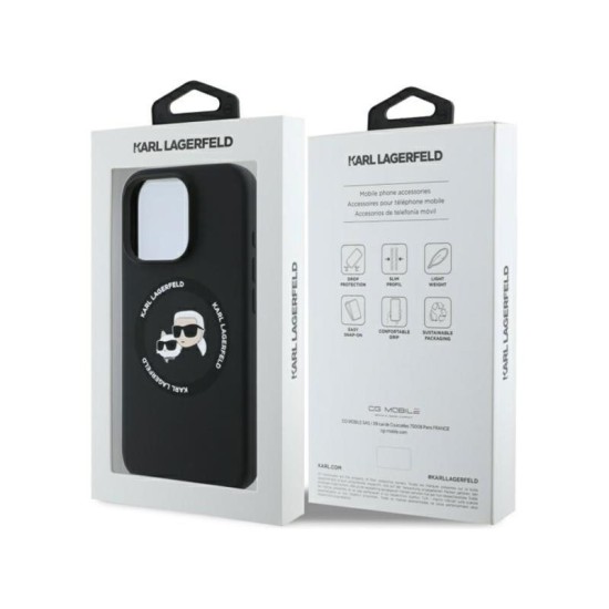 Θήκη Σιλικόνης Karl Lagerfeld Apple iPhone 16 Pro Max Magsafe Karl & Choupette Heads Μαύρο