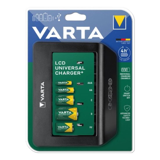 Φορτιστής Μπαταριών Varta Universal έως 5τεμ ΑΑ/ΑΑΑ/C/D/9V Μπαταρίες με Οθόνη LCD & Έξοδο USB Φορτιστής Μπαταριών Varta Universal έως 5τεμ ΑΑ/ΑΑΑ/C/D/9V Μπαταρίες με Οθόνη LCD & Έξοδο USB