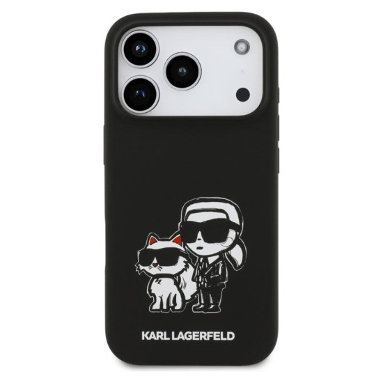 Θήκη Σιλικόνης Karl Lagerfeld Apple iPhone 17 Pro Sketch & Logo Karl & Choupette Μαύρο