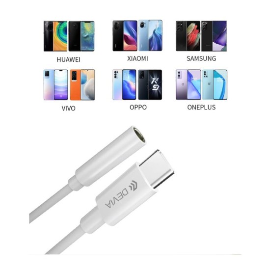 Αντάπτορας Devia EC608 USB C Αρσενικό σε 3.5mm Θηλυκό για Φόρτιση & Hands Free Smart Λευκό Αντάπτορας Devia EC608 USB C Αρσενικό σε 3.5mm Θηλυκό για Φόρτιση & Hands Free Smart Λευκό