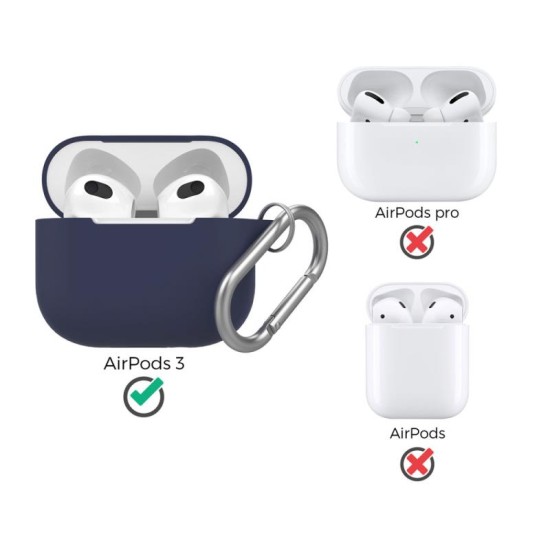 Θήκη Σιλικόνης AhaStyle PT148 Apple AirPods 3 Premium με Γάντζο Σκούρο Μπλε Θήκη Σιλικόνης AhaStyle PT148 Apple AirPods 3 Premium με Γάντζο Σκούρο Μπλε