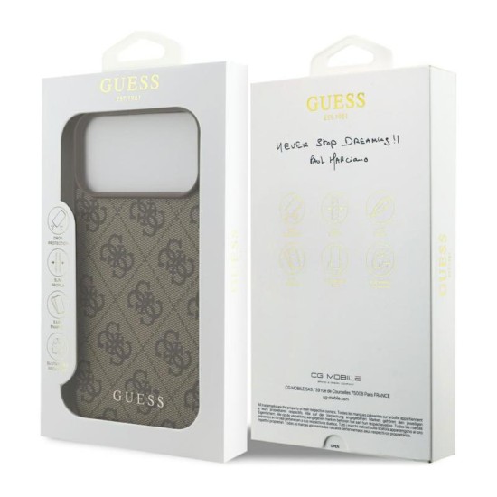 Θήκη PU Guess Apple iPhone 17 Pro Max Hardcase Classic Logo 4G Καφέ Θήκη PU Guess Apple iPhone 17 Pro Max Hardcase Classic Logo 4G Καφέ