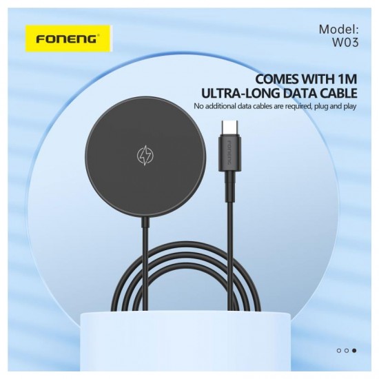 Ασύρματη Βάση Φόρτισης Μαγνητική Mini Foneng W03 15W με Stand & Καλώδιο 1m Μαύρο Ασύρματη Βάση Φόρτισης Μαγνητική Mini Foneng W03 15W με Stand & Καλώδιο 1m Μαύρο