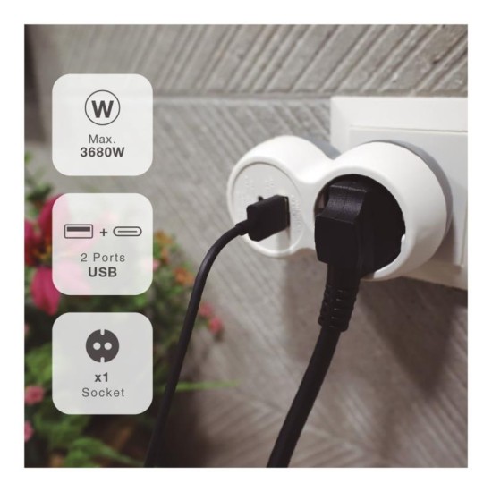 Μονόπριζο GSC με Θύρες USB A & USB C Λευκό-Γκρι Μονόπριζο GSC με Θύρες USB A & USB C Λευκό-Γκρι