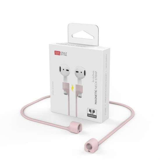 Strap Λαιμού Σιλικόνης AhaStyle PT74 Apple AirPods Magnetic Ροζ