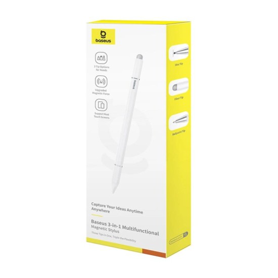 Πενάκι Οθόνης Stylus Baseus Magnetic Smooth Writing III 3 σε 1 για iOS & Android Λευκό Πενάκι Οθόνης Stylus Baseus Magnetic Smooth Writing III 3 σε 1 για iOS & Android Λευκό