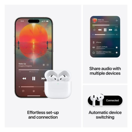 Ακουστικό Bluetooth Apple MXP63 AirPods 4 Λευκό