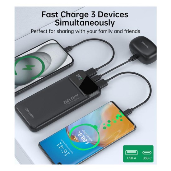 Φορτιστής Ανάγκης Choetech B728 DP22.5W 10000mAh με 2 Θύρες USB A & 1 Θύρα USB C Μαύρο Φορτιστής Ανάγκης Choetech B728 DP22.5W 10000mAh με 2 Θύρες USB A & 1 Θύρα USB C Μαύρο